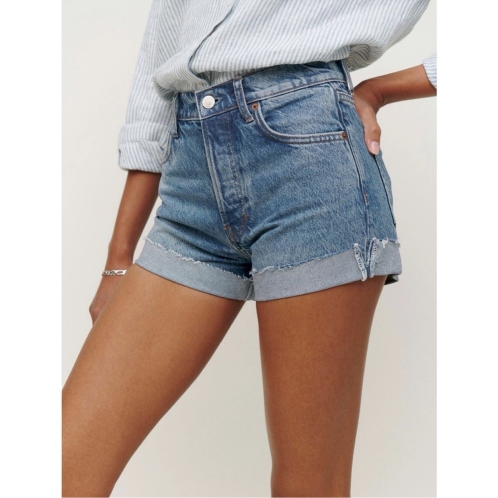 REFORMATION Charlie Cuffed High Rise Jean Shorts Size 29 - Picture 15 of 16